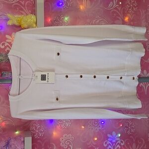 Love White Button-Down Women's Cardigan